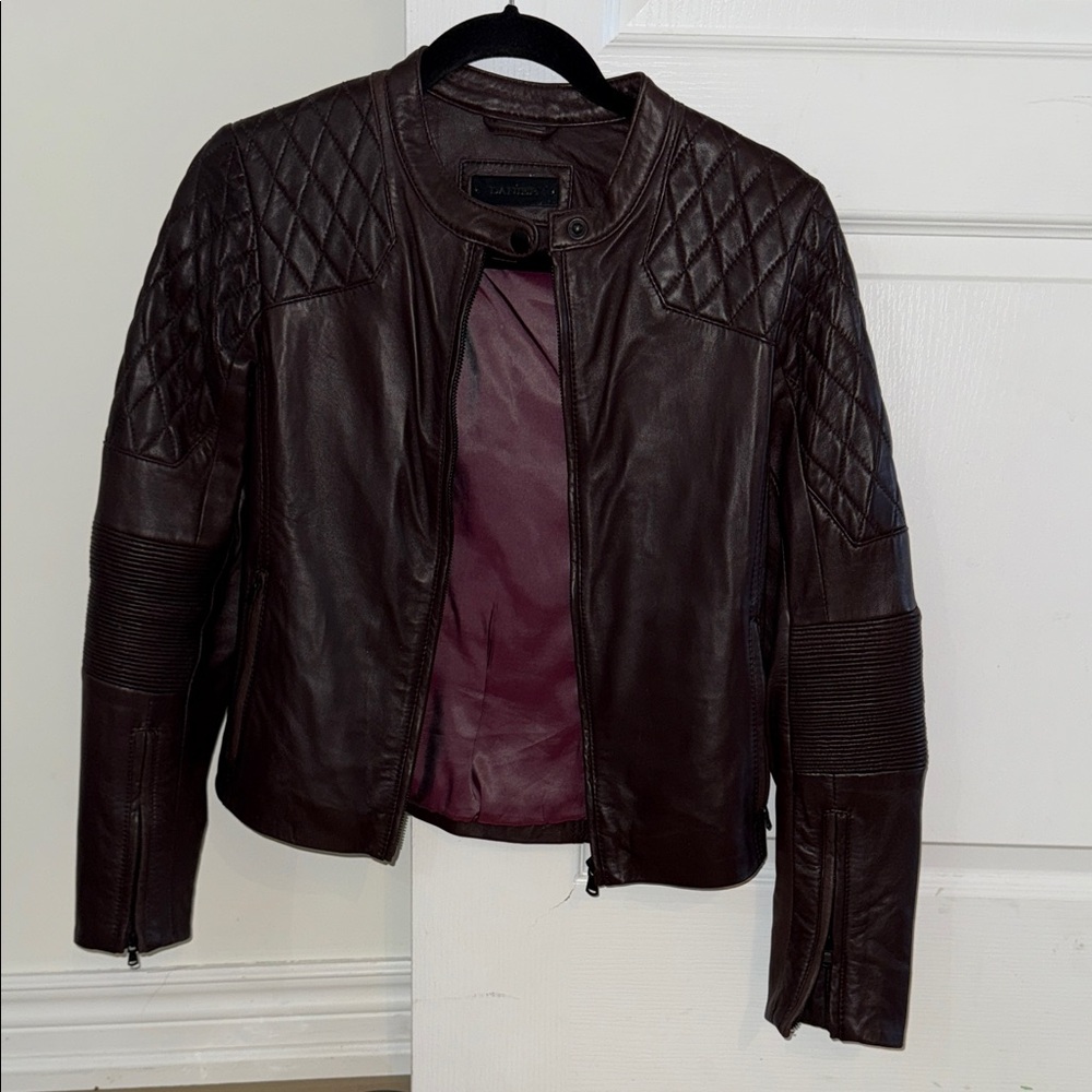 Danier Dark Brown Quilted Leather Jacket